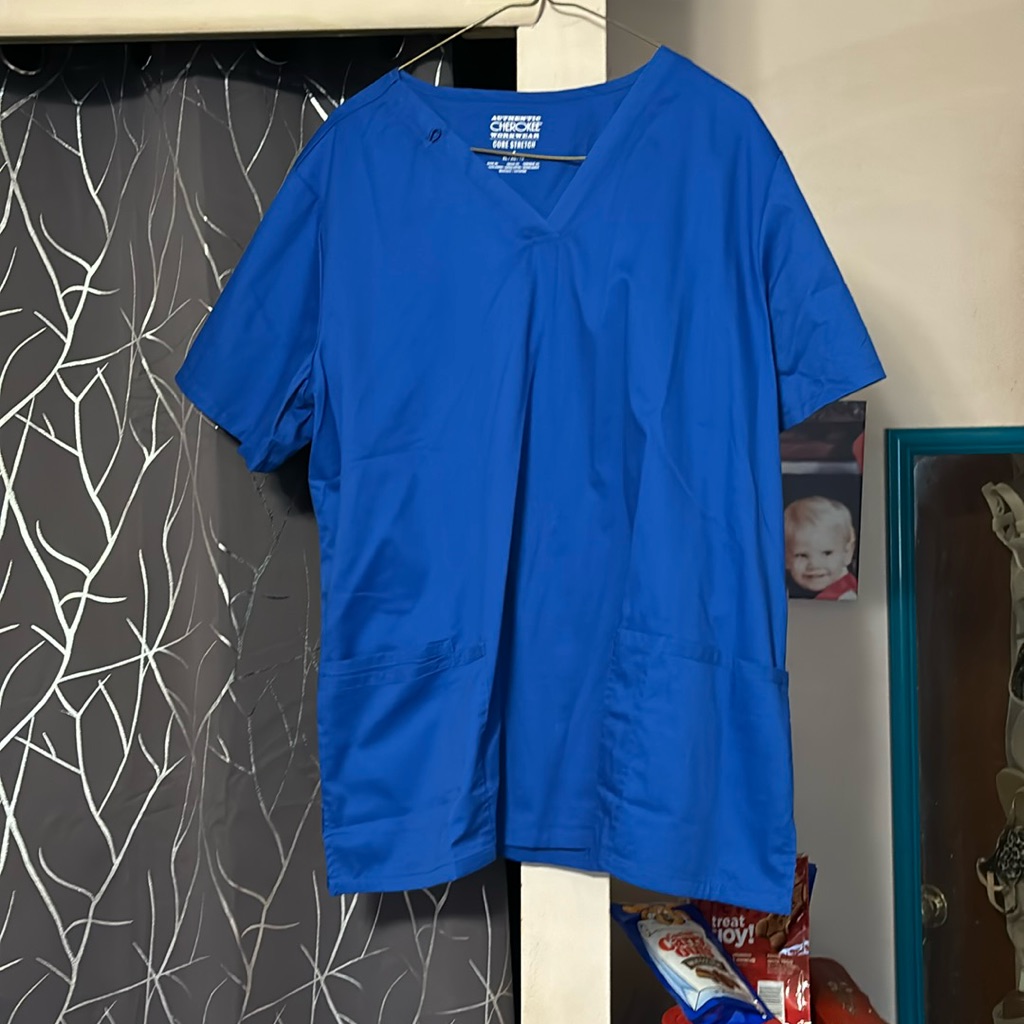 Royal Blue Uniform Top With Pockets Like New Cherokee